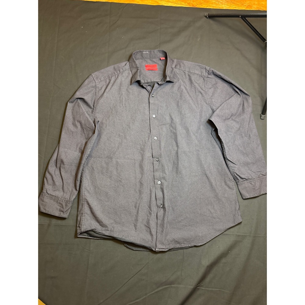 Alfani Mens Gray‎ Fitted Performance Long Sleeve Button Down Dress Shirt